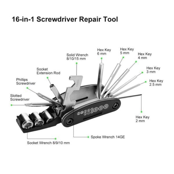 16 in 1 Tool Kit Bike Repair Set Bicycle Multifunctional - Image 3