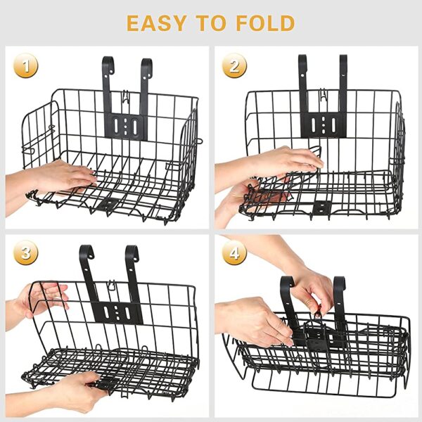 Folding Bike Basket, Steel Bicycle Basket