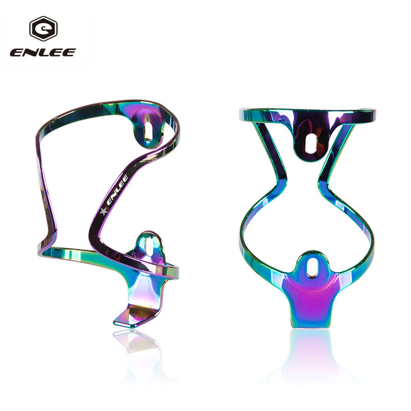 ENLEE Bicycle Bottle Cage Colorful Mountain Bike Bottle Holder Bike Water Bottle Holder Aluminum Alloy Titanium Plated Gradient