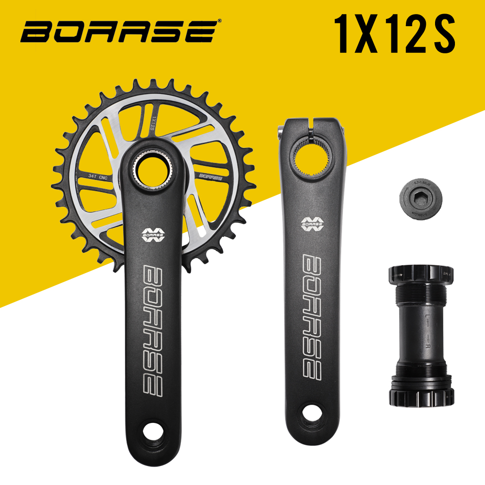 BOARSE MTB Bike Crankset Compatible with 12s Single Chainring 32/34/36/38T