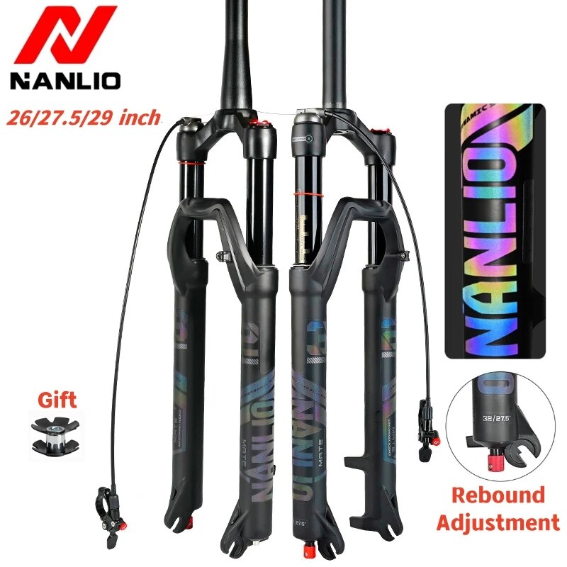 NANLIO Bicycle Suspension Air Fork 26/27.5/29inch Rebound Adjustment Mountain Bike