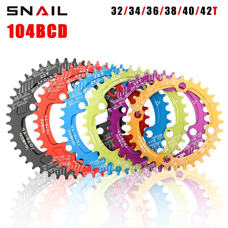 SNAIL Bicycle Chainring104BCD Wide and Narrow Teeth 32T/34T/36T/38T