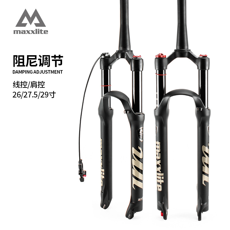 Maxxlite Bicycle Air Fork MTB Suspension 26 27.5 29 Inch Straight Remote 120MM Travel Rebound Damping